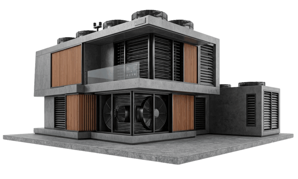 Unidade industrial de climatização moderna com ventiladores